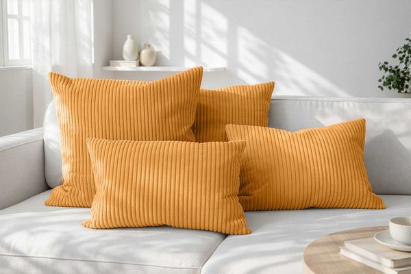 Amilian Dekokissen Sofakissen Cord-Optik 4er Set mit Füllung 2x 40x40 + 2x 35x45 cm, mit Füllung, Hotelverschluss, formstabil