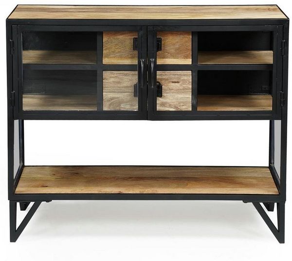 baario Konsolentisch Konsolentisch BARBAR Metall Glas, schwarz Konsole Industrial Flurtisch