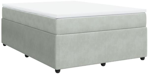 vidaXL Boxspringbett mit Matratze Hellgrau 160x200 cm Samt 3285650