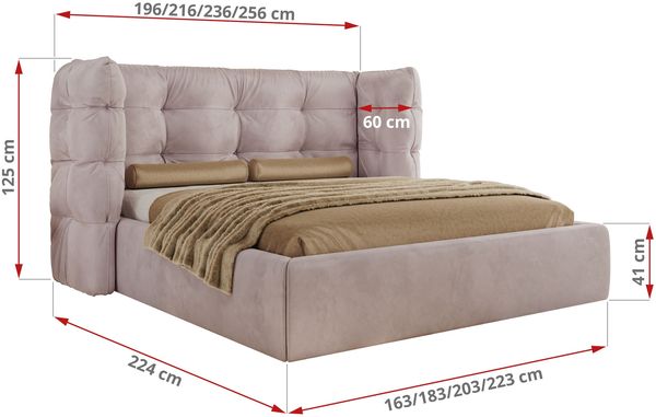 Polsterbett FLONELLE CLASSIC 160 x 200 cm mit Stauraum, Federholzlattenrost, Massivholzrahmen, gestepptes Kopfteil Gasdruckfeder Schlafzimmerbett - Hellrosa Samt Bild 6
