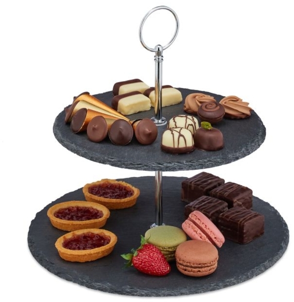 4 x Etagere Schiefer 2 Etagen