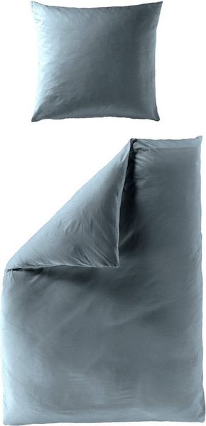BIERBAUM 'Elegant uni' Bettwäsche, 2 teilig, Mako-Satin blau, 135 x 200 cm / 80 x 40 cm