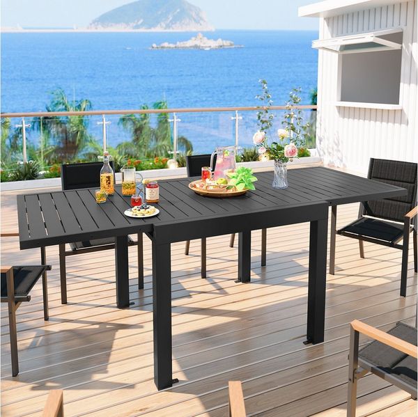 GUNJI Gartentisch Aluminium Ausziehbarer Gartentisch Balkonmöbel für 4 bis 10 Personen (1 Tisch, wetterfest, stabil, robust und langlebig, ideal für Garten & Terrasse), Flexibel erweiterbare Tischplatte (80/130 cm und 130/260 cm)
