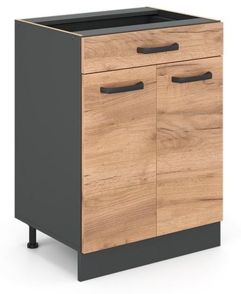 Küchenunterschrank R-Line Goldkraft Eiche 60 cm mit Schublade, ohne Arbeitsplatte Vicco Bild 4