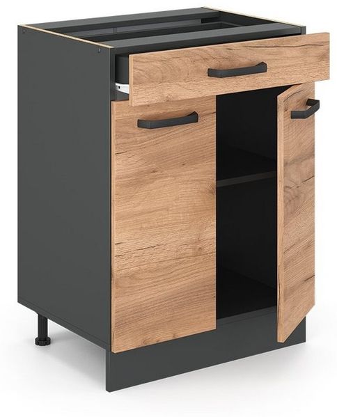 Küchenunterschrank R-Line Goldkraft Eiche 60 cm mit Schublade, ohne Arbeitsplatte Vicco Bild 3