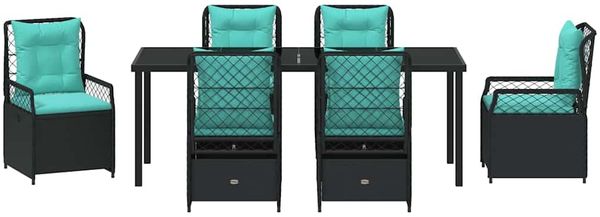 vidaXL Garten Essgruppe 7 pcs Schwarz Poly-Rattan 3381063 Bild 7