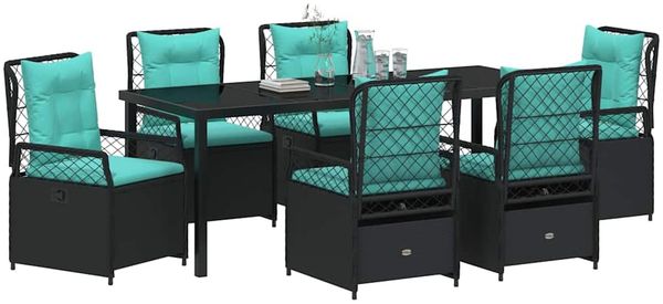 vidaXL Garten Essgruppe 7 pcs Schwarz Poly-Rattan 3381063 Bild 3