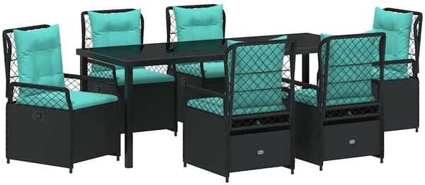 vidaXL Garten Essgruppe 7 pcs Schwarz Poly-Rattan 3381063 Bild 2