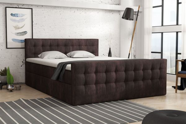 Boxspringbett Schlafzimmerbett ANKER 180x200cm in Stoff Preston Dunkelbraun