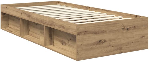 vidaXL Bettrahmen Kunsthandwerk Eiche 90 x 190 cm Massives Kiefernholz 3411470 Bild 5