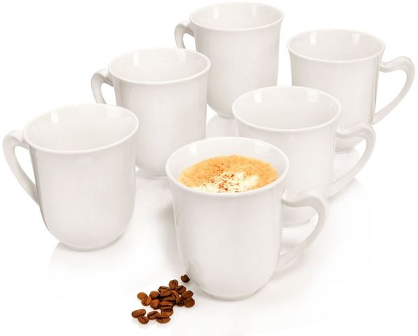SÄNGER Becher Paris Kaffeebecher Set, Weiß, 6-tlg, Porzellan, ⌀9,7x10,7 cm, 330 ml, Premium Collection