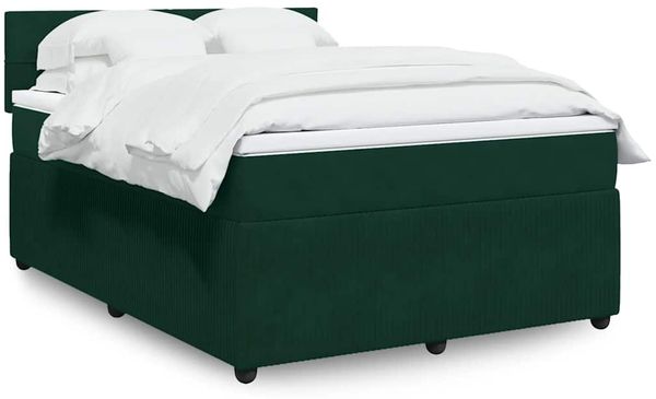 vidaXL Boxspringbett mit Matratze Dunkelgrün 140x200 cm Samt 3287761