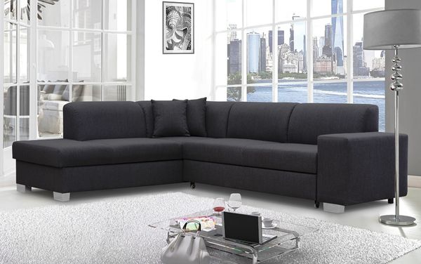 AX LIVING Sofa grau Dalmini Couch L Form XXL mit Schlaffunktion 285 cm L