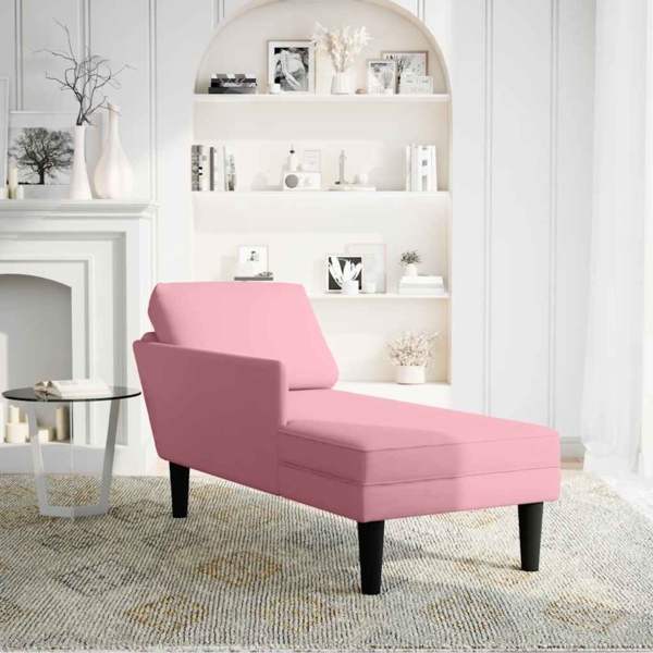 vidaXL Chaiselongue mit Kissen und Rechter Armlehne Rosa Samt 4009810