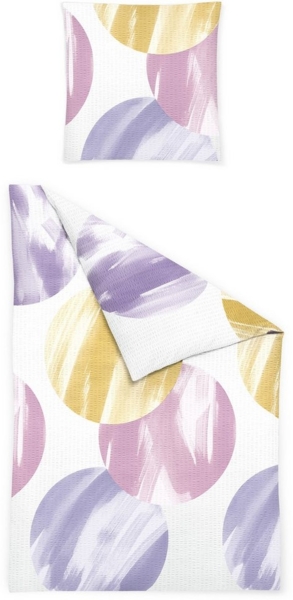 Bettwäsche Bierbaum Seersucker 4113-70 Kreise Lila Beere Gelb 135x200