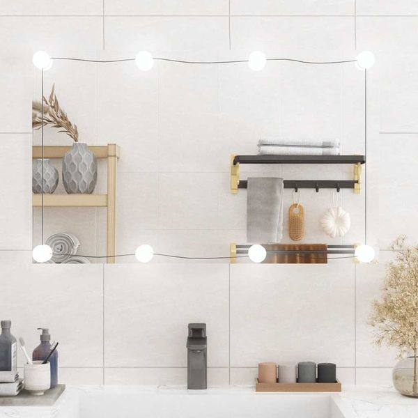 vidaXL Wandspiegel mit LED-Leuchten 50x80 cm Glas Rechteckig 3189156