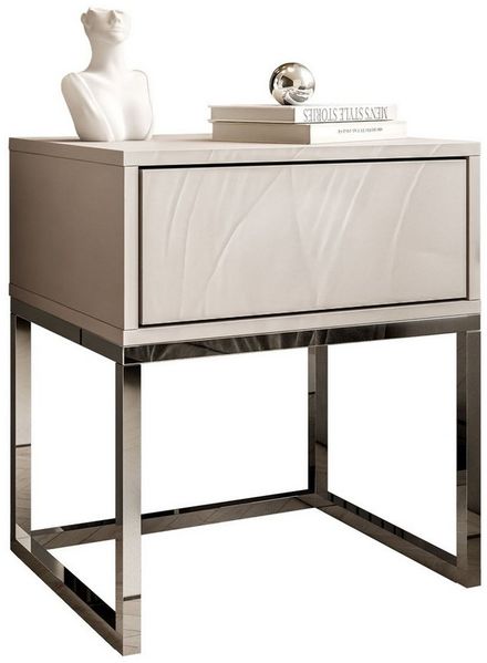 Lookway Nachttisch BLANCO Kaschmir auf verchromtem Gestell (1x Nachttisch), Breite: 45 cm