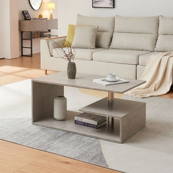 Couchtisch Haarlem 90x50x41 cm Betonoptik, hell [en. casa]