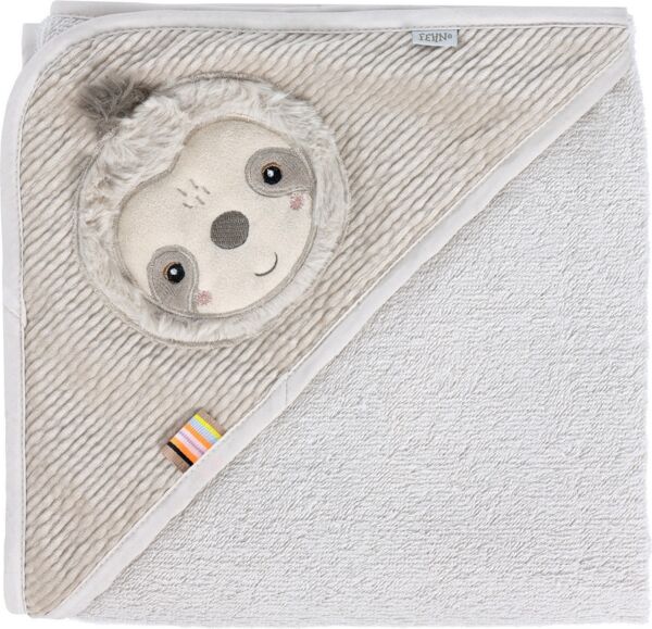 Fehn Badecape mit Kapuze - Faultier - 80x80 cm Gra