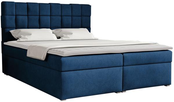 Boxspringbett Malmo Box, Blau, 180 x 200 cm