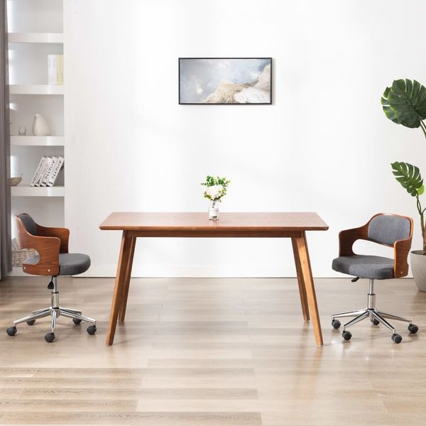 vidaXL Drehbare Esszimmerstühle 2 Stk. Grau Bugholz und Stoff [3054938]