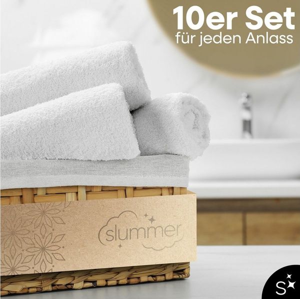 Slummer Seiftuch 10er Set Seiftücher Gesichtshandtücher 30x30 cm Waschlappen, Frottier - 100% Baumwolle (Set, 10-St), Gesichtstuch