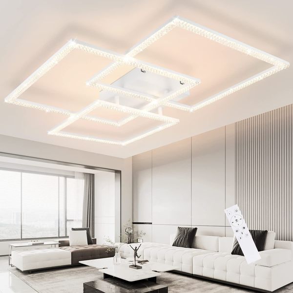 ZMH LED Deckenleuchte Wohnzimmer Schwarz 75CM Einstellbar Moderne Kristall Schlafzimmer Lampe Design Innen Lampe mit