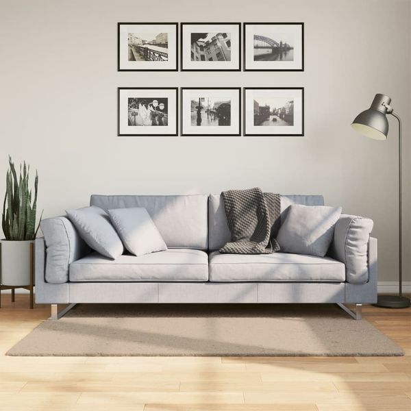 vidaXL Teppich HUARTE Kurzflor Weich und Waschbar Sandfarben 80x150 cm 375052