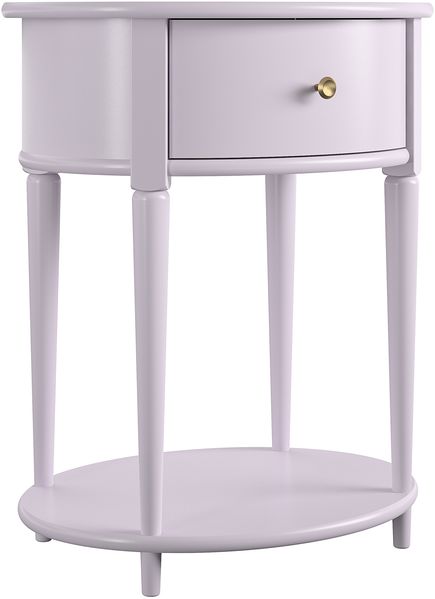 Beistelltisch >Rundo< lavendel, 66x55x45 cm, MDF-Tischplatte, Schublade, goldener Griff