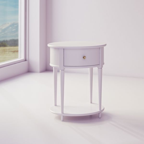 Beistelltisch >Rundo< lavendel, 66x55x45 cm, MDF-Tischplatte, Schublade, goldener Griff Bild 4