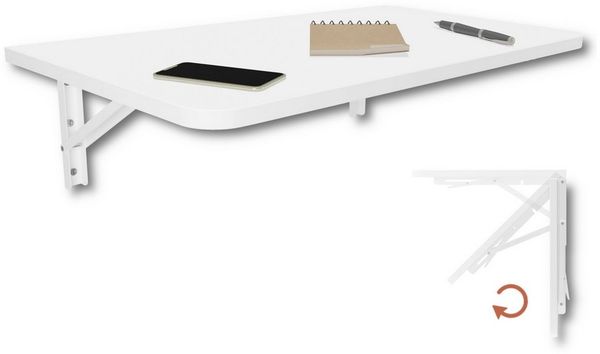 KDR Produktgestaltung Klapptisch Wandklapptisch Esstisch Küchentisch Schreibtisch Wand Tisch, 70x40 cm in Weiß