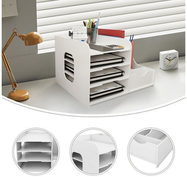 JEOBEST Regal-Schreibtisch Schreibtisch Organizer, Briefablage Stapelbar Dokumentenablage