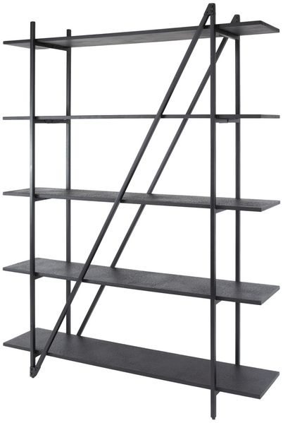 Regal Pouv Metall-Optik, modern und robust mit 5 Böden, dunkelgrau, 140 cm breit