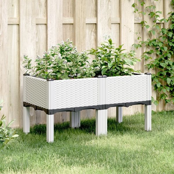 vidaXL Pflanzkasten mit Beinen Weiß 80x40x42 cm PP 367894