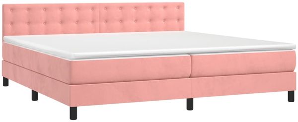 vidaXL Boxspringbett mit Matratze & LED Rosa 200x200 cm Samt 3134668 Bild 3