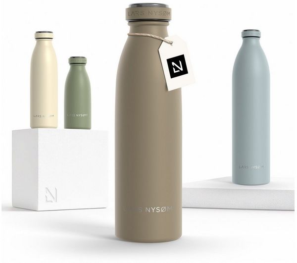 LARS NYSØM Edelstahl Trinkflasche 350ml, 500ml, 750ml, 1L, 1 5 liter | Thermosflasche Kohlensäure geeignet | Auslaufsichere Wasserflasche für Sport, Outdoor, Schule (Taupe Brown, 500ml)