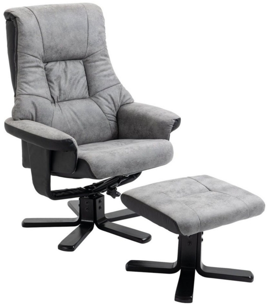 HOMCOM Polsterstuhl TV Sessel mit Liegefunktion (Polstersessel, 2 St), Mikrofaser Grau, 78 x 82,5 x 109 cm