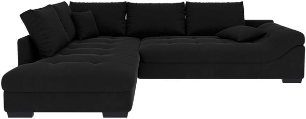 Couch Mykonos L Form in Samtstoff - Samtstoff - schwarz - Links