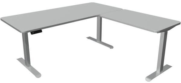 Kerkmann Schreibtisch Sitz-Stehtisch Move 3 Premium 180x80x72-121cm inkl. Anbautisch 100x60cm elektr. höhenverstellbar mit Memoryfunktion Lichtgrau