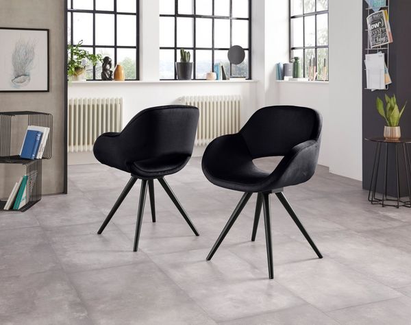 Home affaire Armlehnstuhl Aurora (Set, 2 St), Gestell aus Massivholz Buche in schwarz lackiert