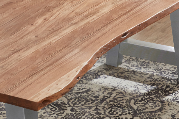 Vollholz Esstisch »Athen« im Landhausstil Baumkante Akazie Natur 180x90 silber 525021 Bild 6