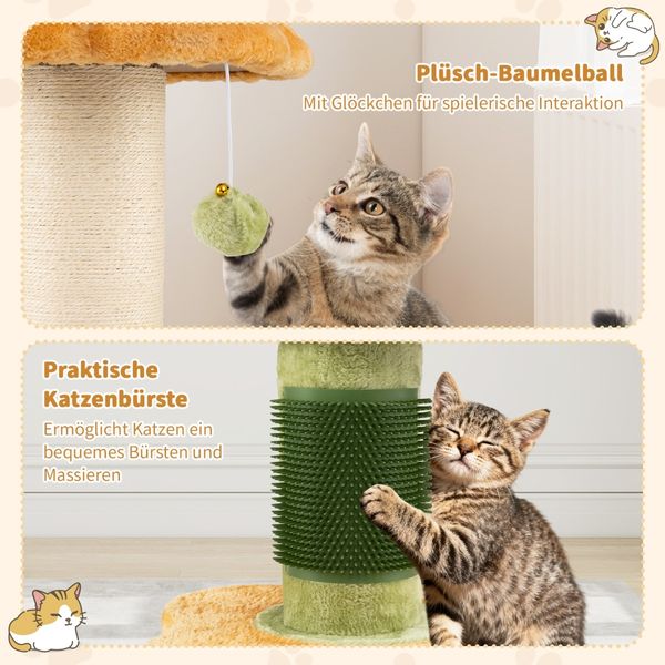 69 cm Blumen Katzenbaum mit Gepolstertem Plüsch-Sitzplatz Kleiner Kletterbaum Kratzbaum Gelb Bild 4