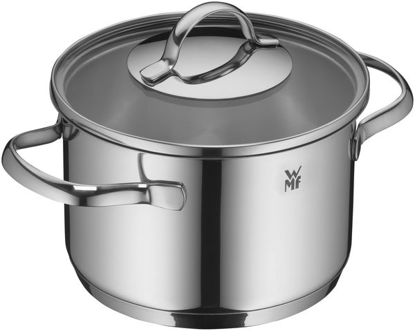 WMF Bratentopf Aparto, Cromargan Edelstahl rostfrei 18/10 (Glasdeckel, Induktion V 1,4l, kleiner Topf (16 cm), poliert, unbeschichtet, induktionsgeeignet