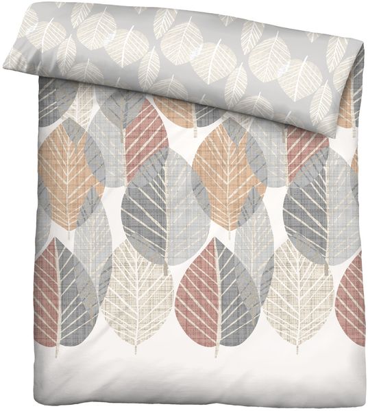 biberna 0004168 Feinbiber-Bettwäsche BLÄTTER GROß, natur, 1x 135x200 cm + 1x 80x80 cm