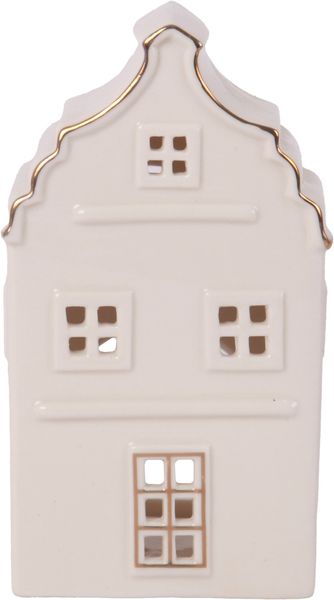 Windlicht Haus Keramik 15 x 9 cm weiß