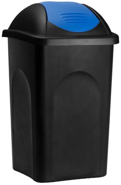 Stefanplast 'Push Can' Mülleimer, Kunststoff, 68 x 41 x 41 cm, 60 Liter, Blau / Schwarz