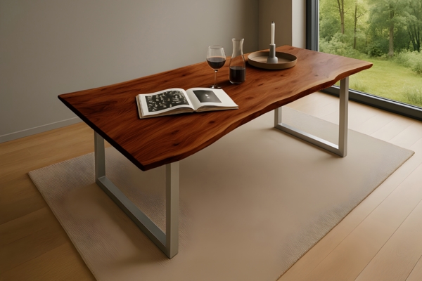 Esstisch Baumkante massiv Akazie nussbaum 220 x 100 silber QUINN 67689586