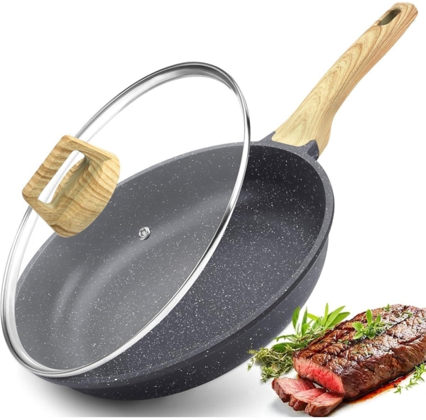 GiPP Antihaft Pfanne mit Deckel 28cm Granit Beschichtung Induktion Grey