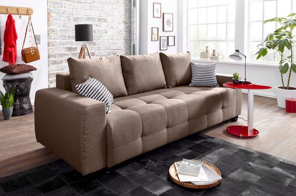 COLLECTION AB Schlafsofa Bella, B: 241 cm, Liegefl. 142x194 cm, Bettfunktion, Bettkasten & 2 Zierkissen, Federkern