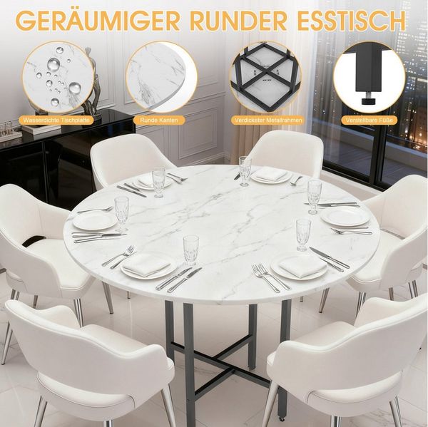 TWSOUL Esstisch Esstisch Rund Hölzerner Küchentisch Esszimmertisch Ø 120cm